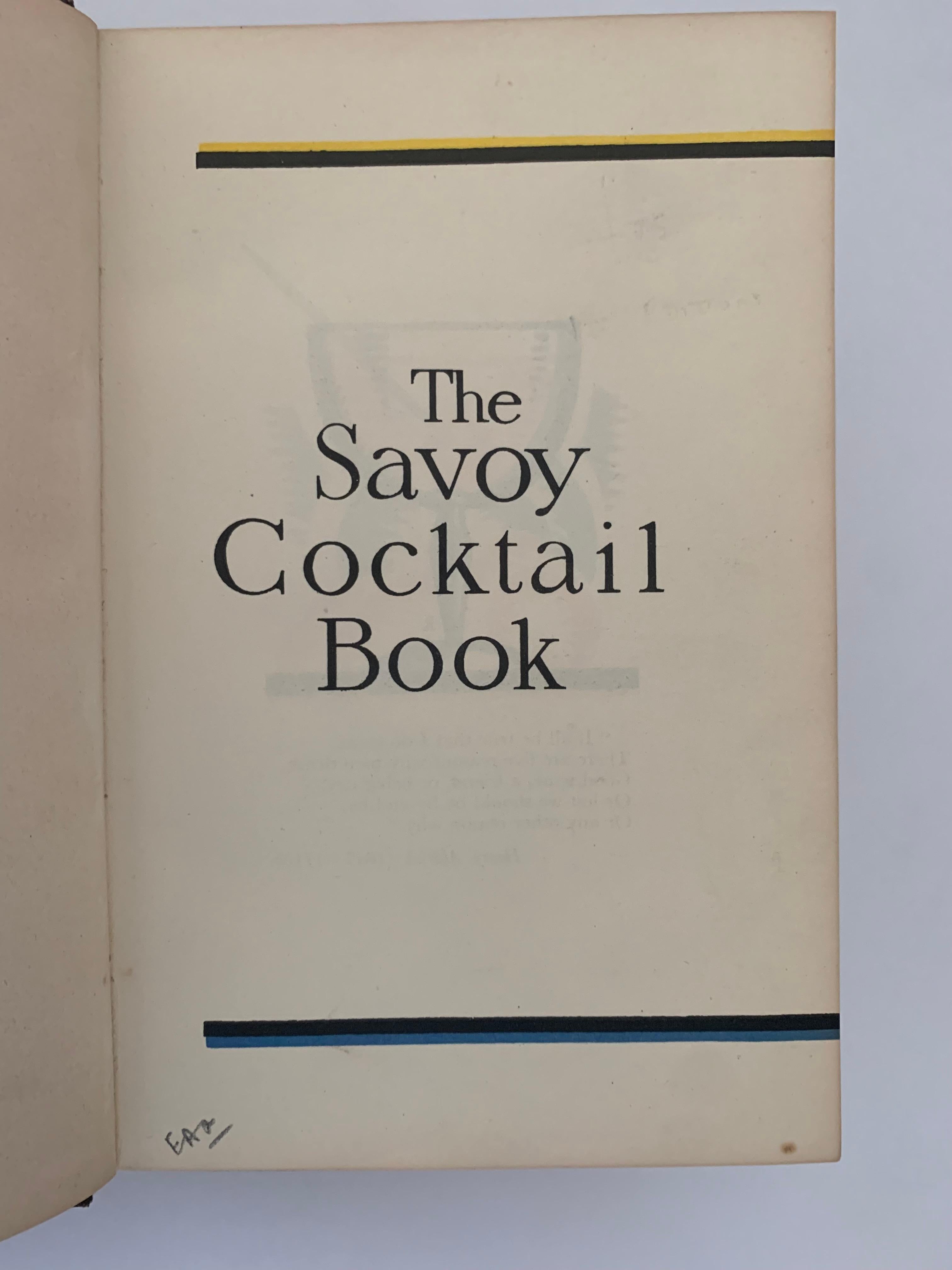 English Savoy Cocktail Book Cradock Harry London Constable 8° Illustrated Orig For Sale