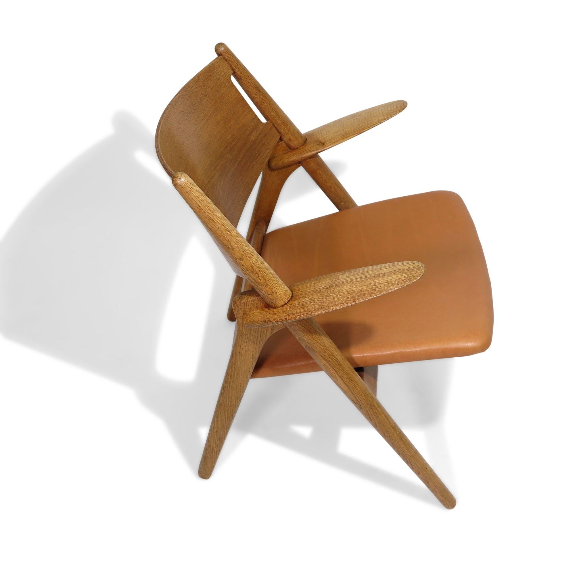 Leather The Sawbuck Chair, CH28, by Hans Wegner, 1951