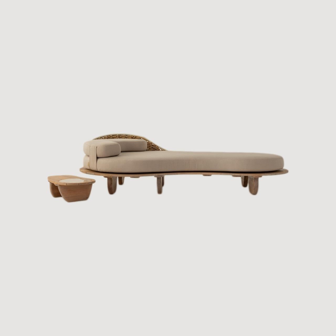 Wood The Sayari Indoor / Outdoor Daybed Chaise Collection by Studio Lloyd For Sale
