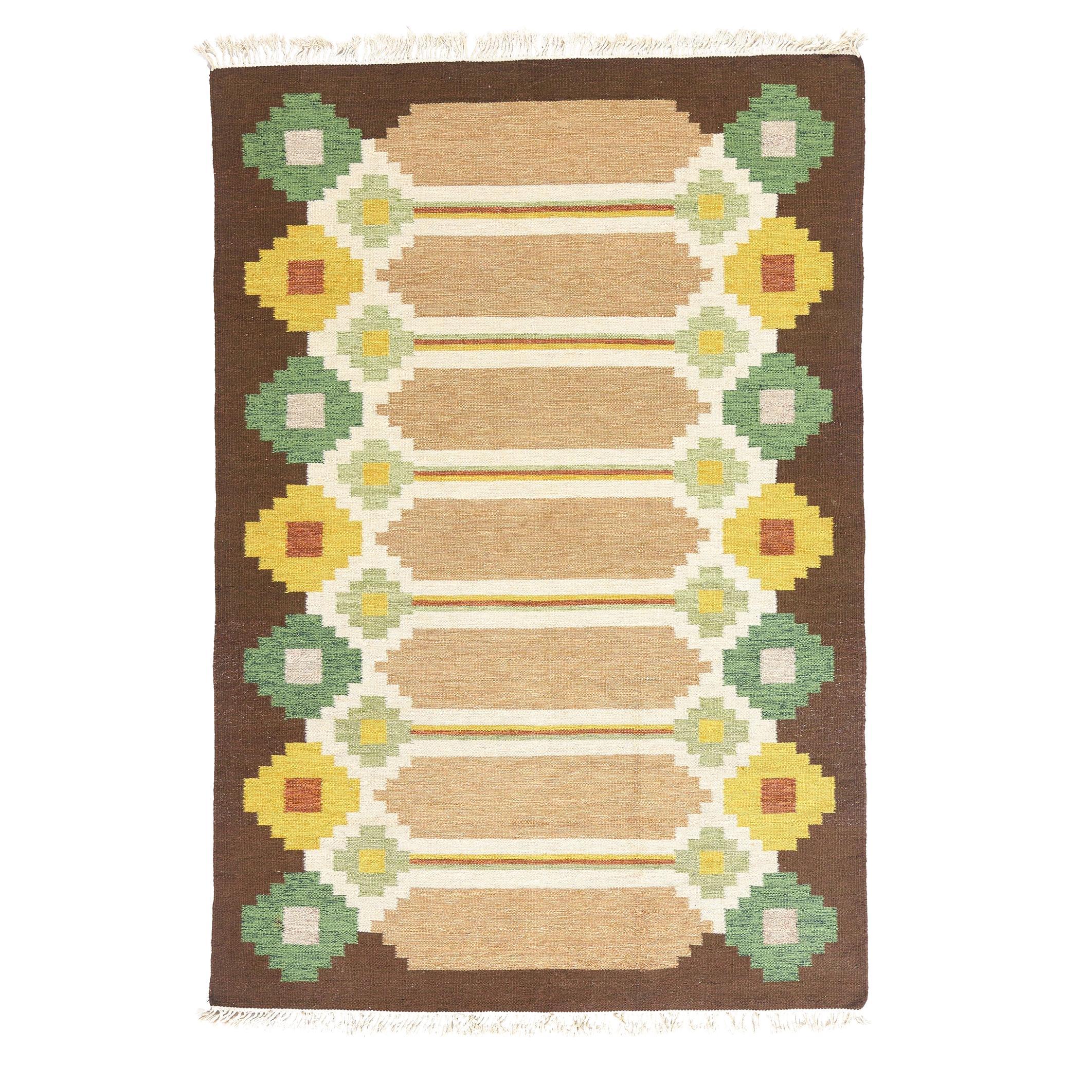 The Scandinavian Lattice: A Vintage Swedish Rollakan Masterpiece of Nordic Grace For Sale