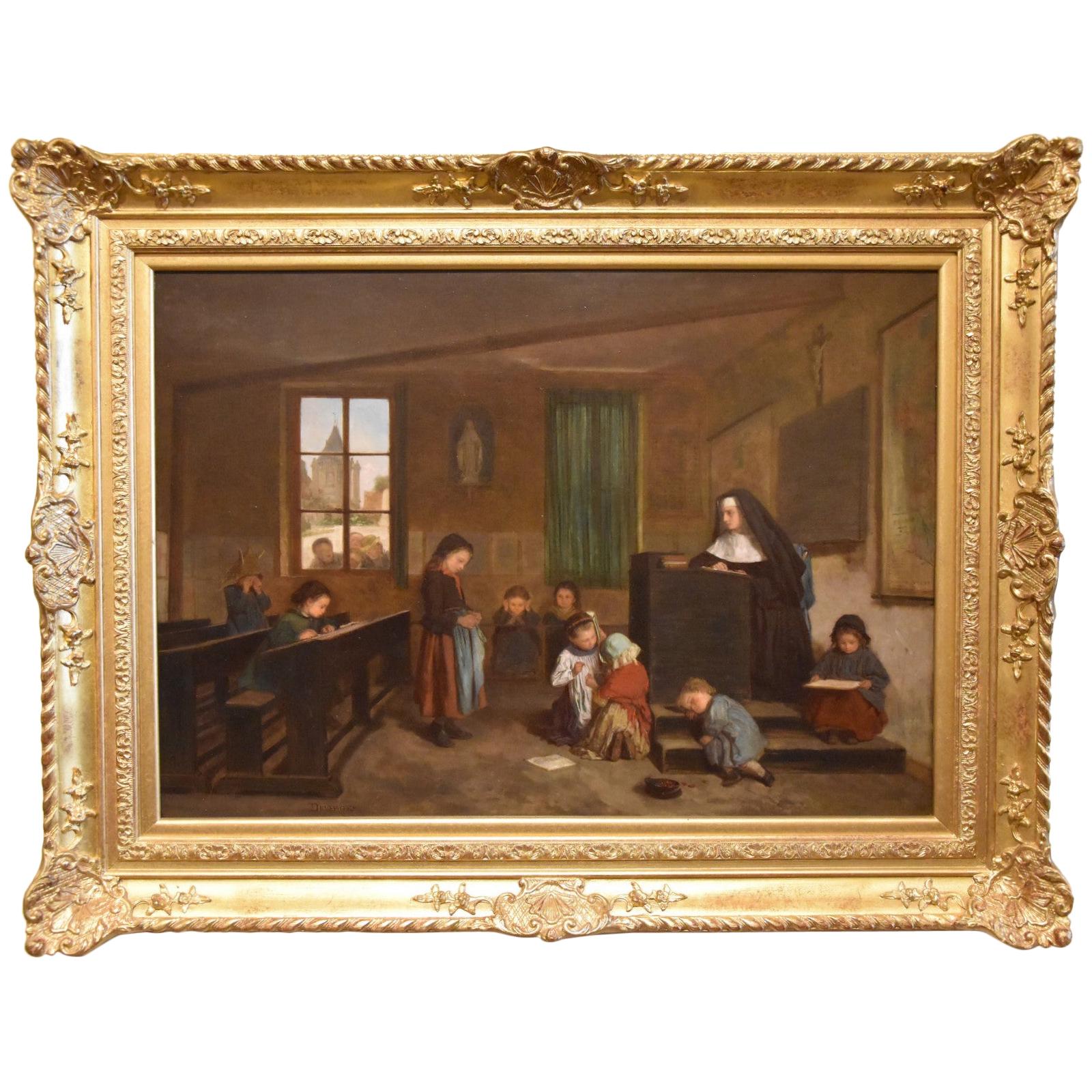 "the Schoolroom" Oil Painting by Theo Duverger For Sale