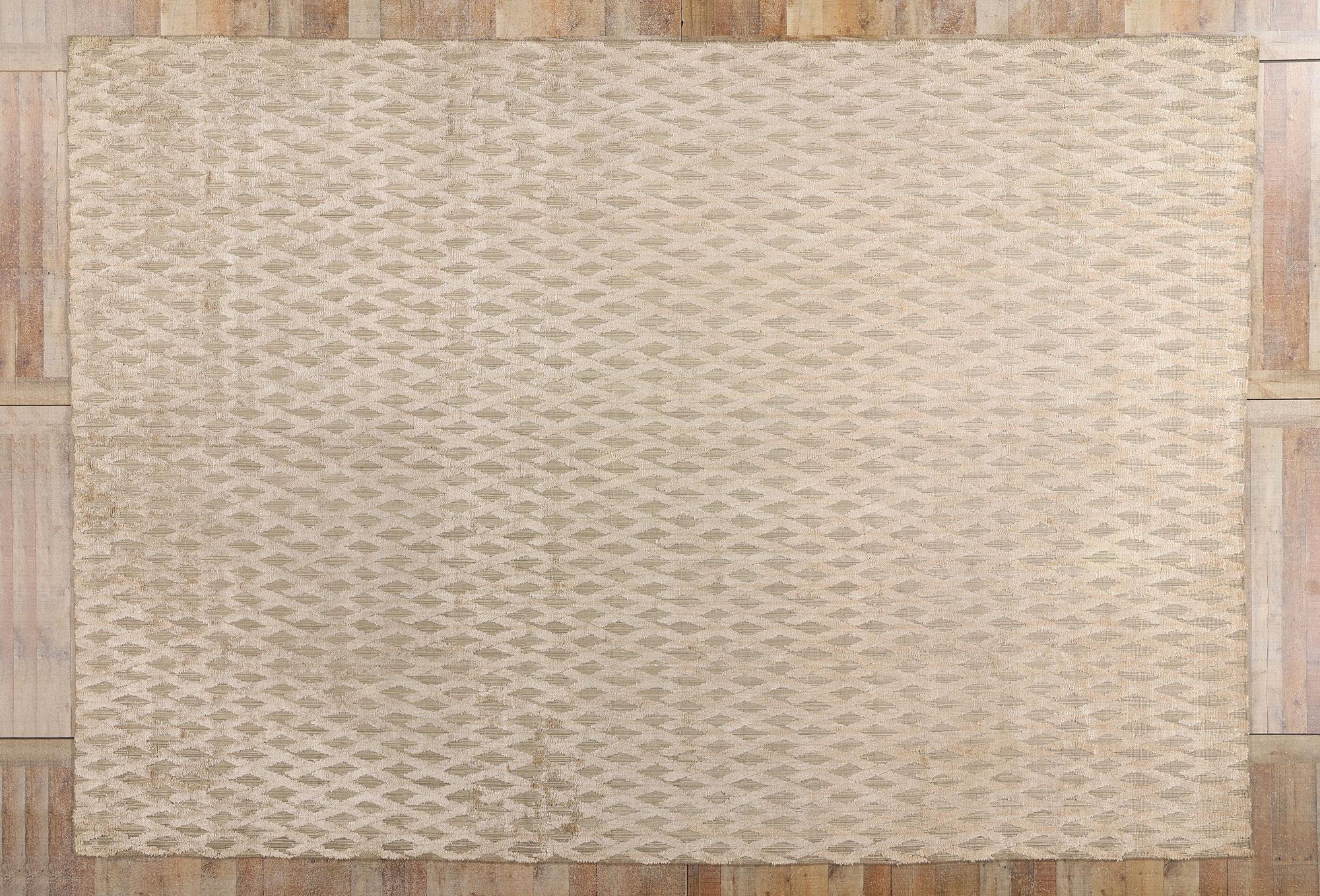 The Sculpted Serenity: A Vintage Indian High-Low Rug of Organic Modern Elegance For Sale 4