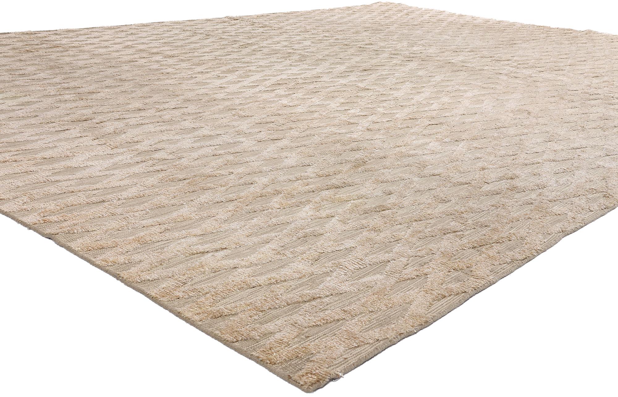 Wool The Sculpted Serenity: A Vintage Indian High-Low Rug of Organic Modern Elegance For Sale