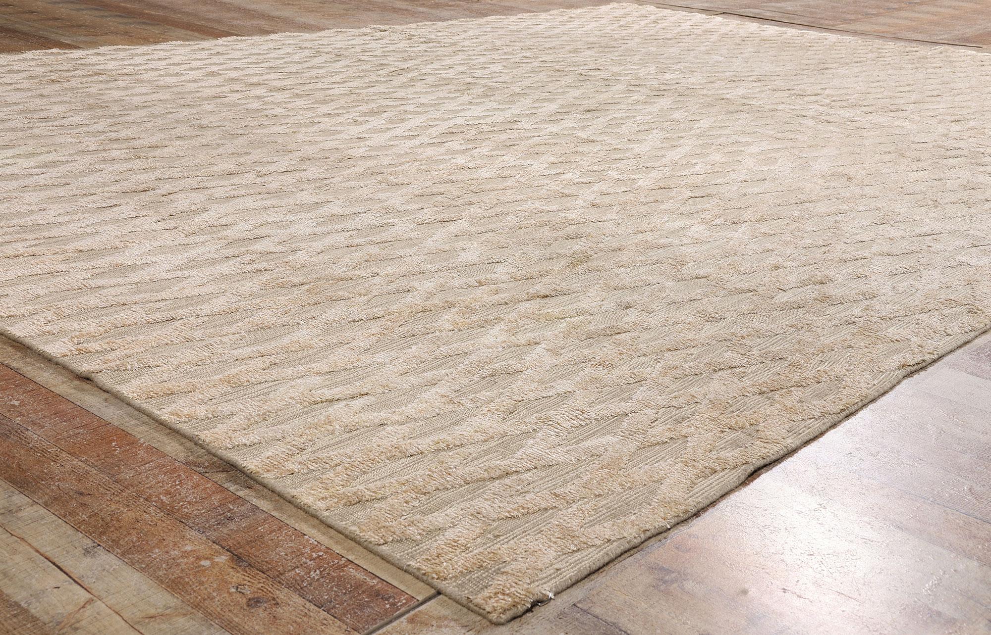 The Sculpted Serenity: A Vintage Indian High-Low Rug of Organic Modern Elegance For Sale 1