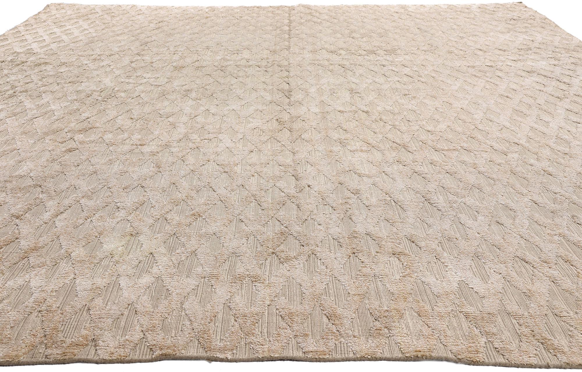 The Sculpted Serenity: A Vintage Indian High-Low Rug of Organic Modern Elegance For Sale 2