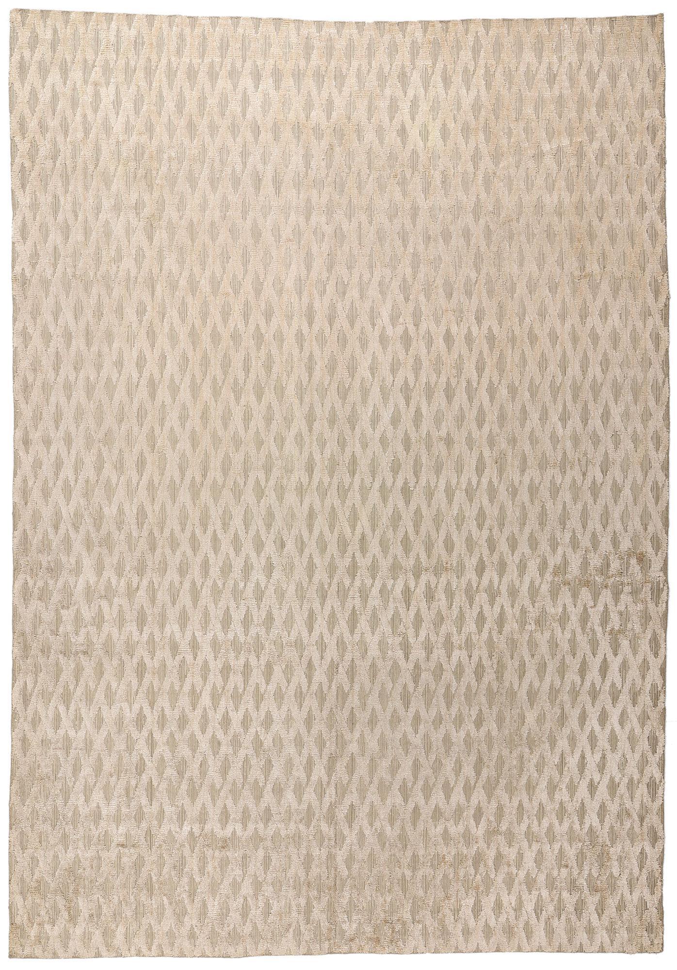 The Sculpted Serenity: A Vintage Indian High-Low Rug of Organic Modern Elegance