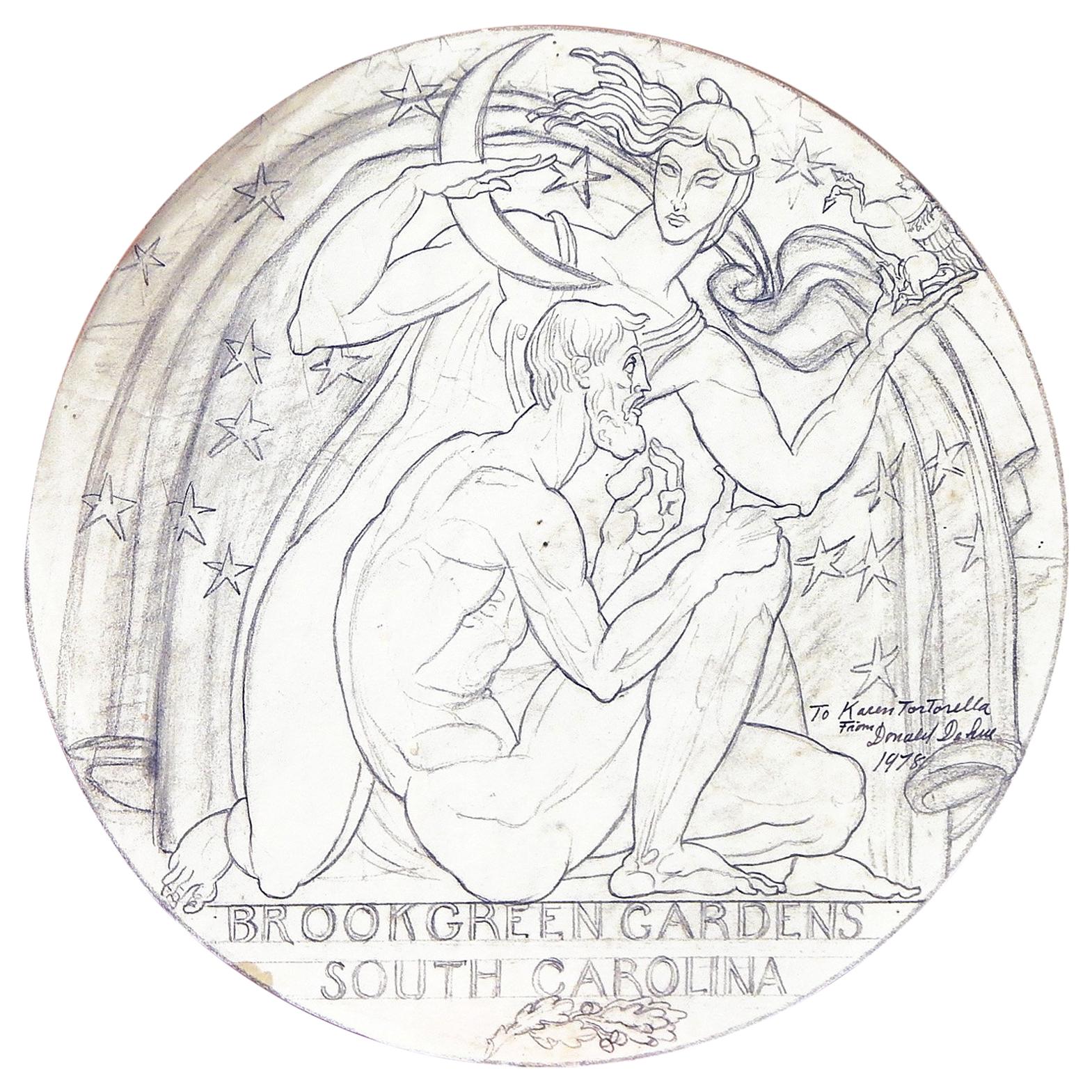 "The Sculptor and His Work, " Original Drawing for Medal by Donald De Lue