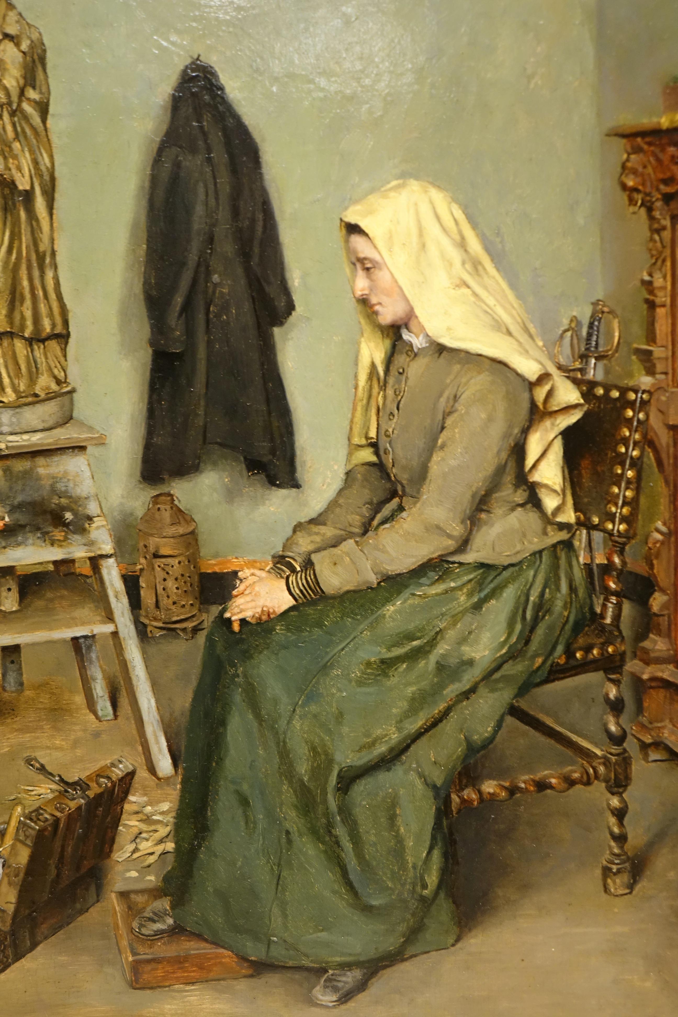 Das Atelier des Bildhauers - Leo van AKEN, 1883 (Belgisch) im Angebot