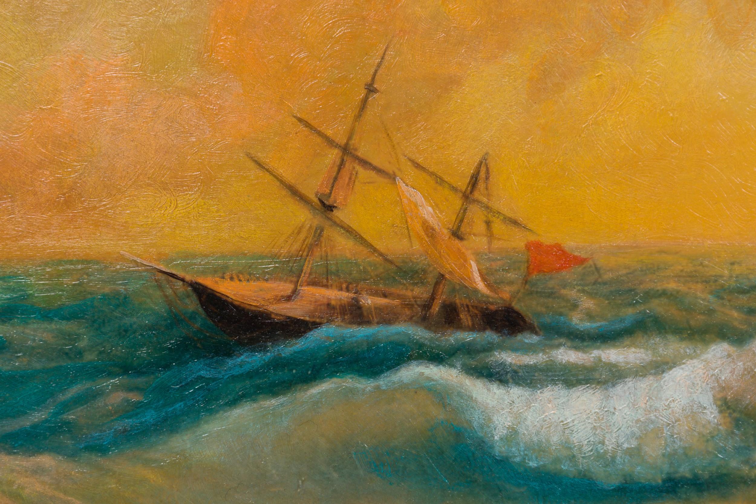 The Sea Koktebel Peinture de paysage marin Bon état - En vente à Queens, NY