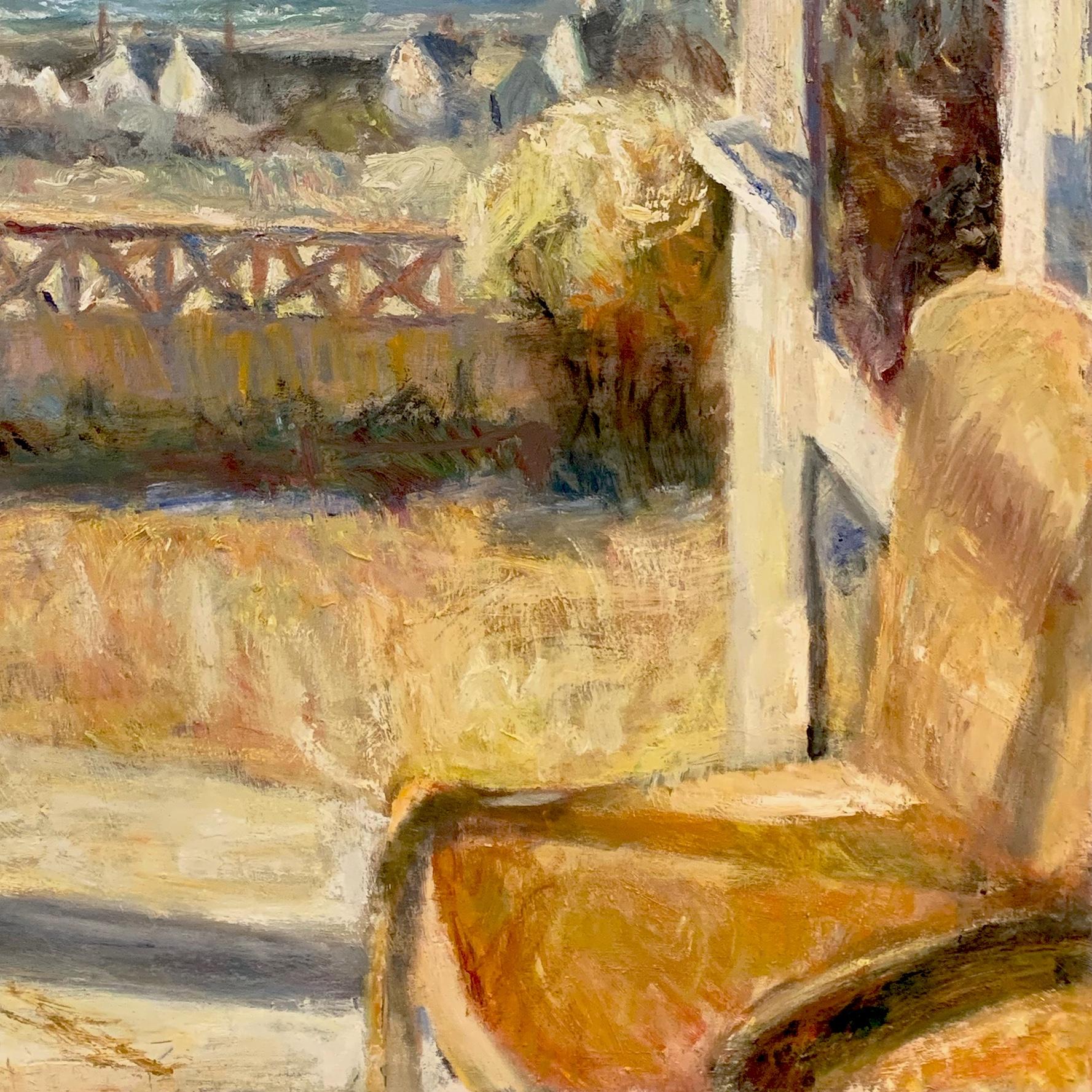 Peint à la main Vue sur la mer, lumière de l'après-midi d'été, Perranuthnoe, Alice Mumford en vente