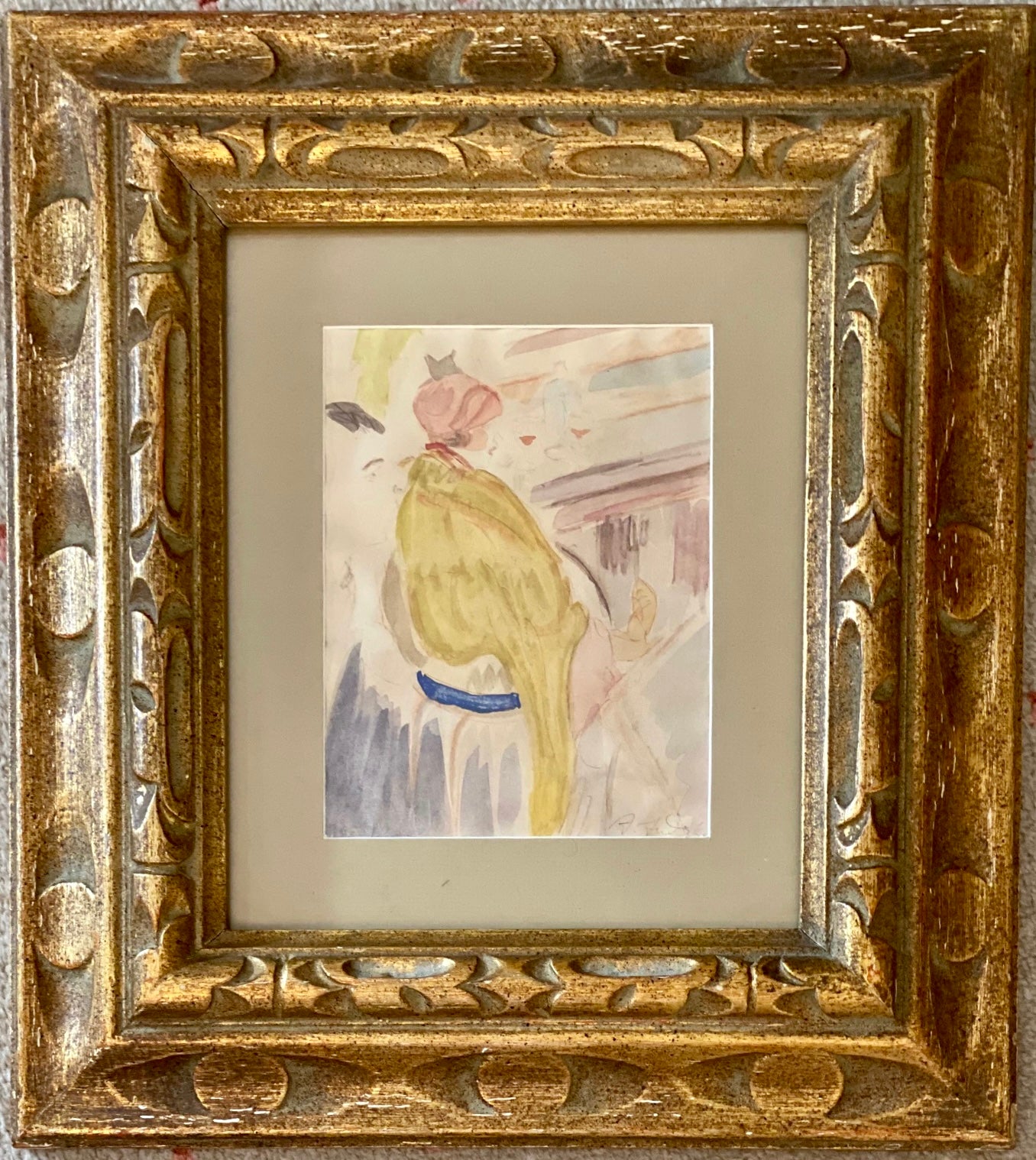 Framed watercolor by Albert Andre signed lower right.
Measures 17