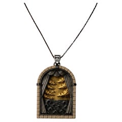 Le deuxième jour de la création Pendentif en argent sterling et pierre de Jérusalem avec 24K