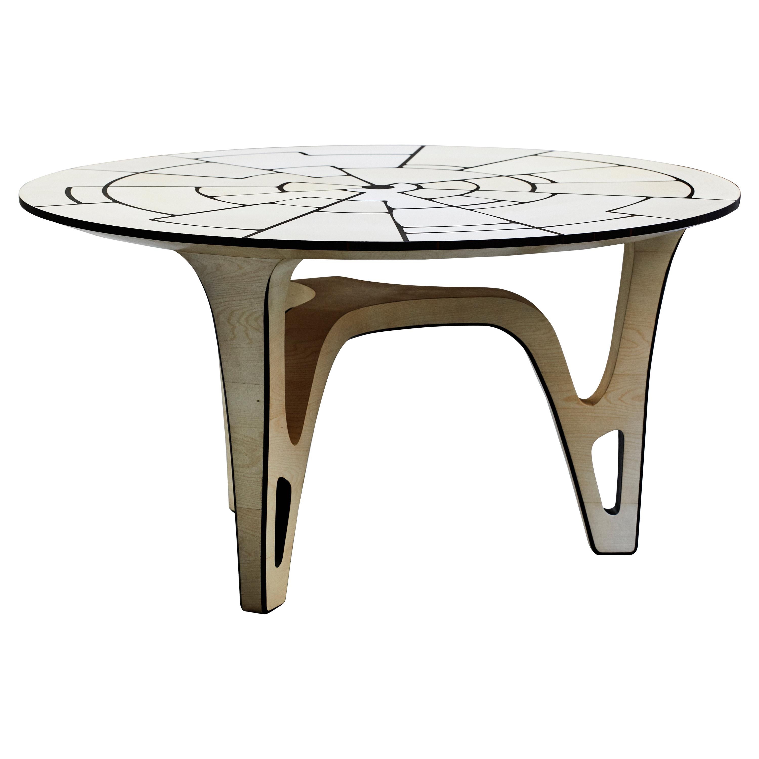 "The Secret Garden" 21st Century Round Table, Maple and Ebony by Ivan Paradisi