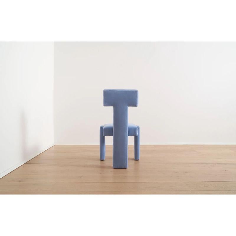 Modern Segment Highback Dining Chair in Blue Hydrangea Velvet For Sale
