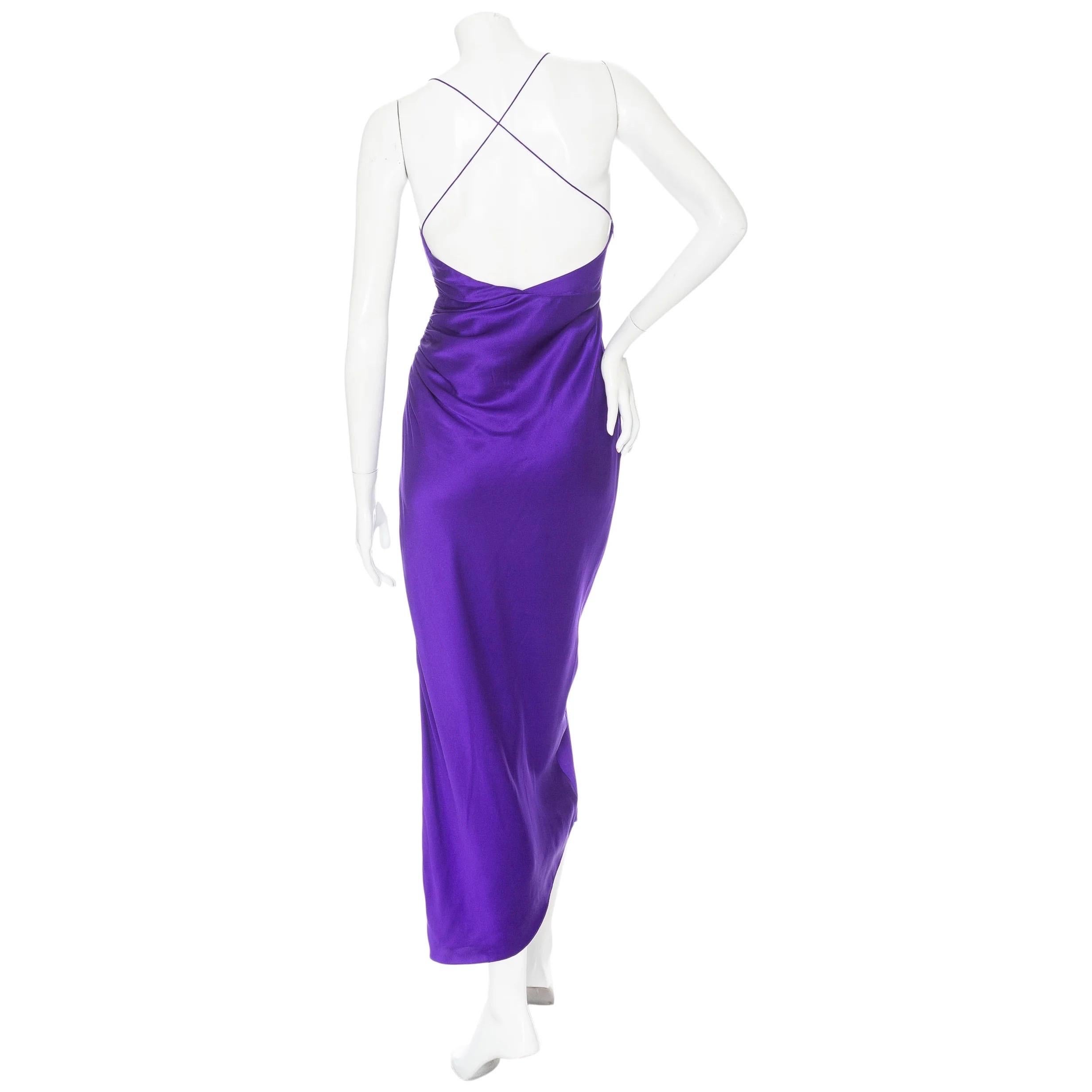 Purple The Sei Violet Silk Draped Slit Midi Dress