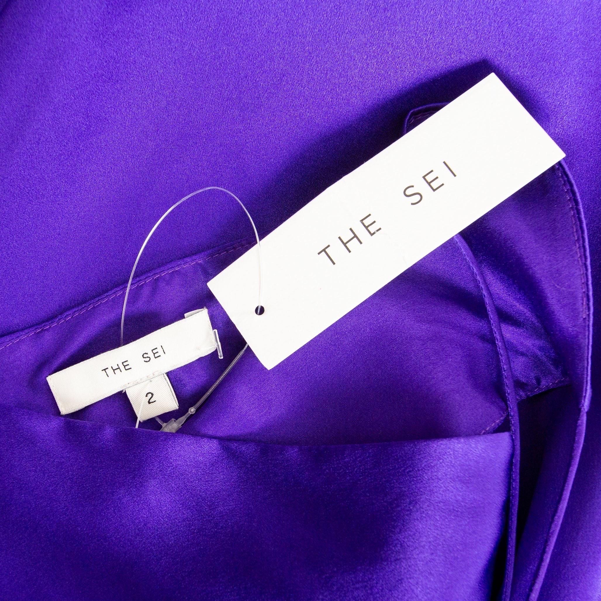 The Sei Violet Silk Draped Slit Midi Dress 2