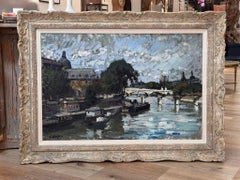 Die Seine, Paris – Constantine Kluge, Frankreich, großes Ölgemälde auf Leinwand