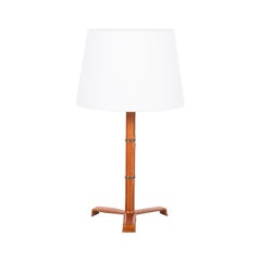The 'Sellier' Lampe aus braunem Leder mit Nähten von Design Frères