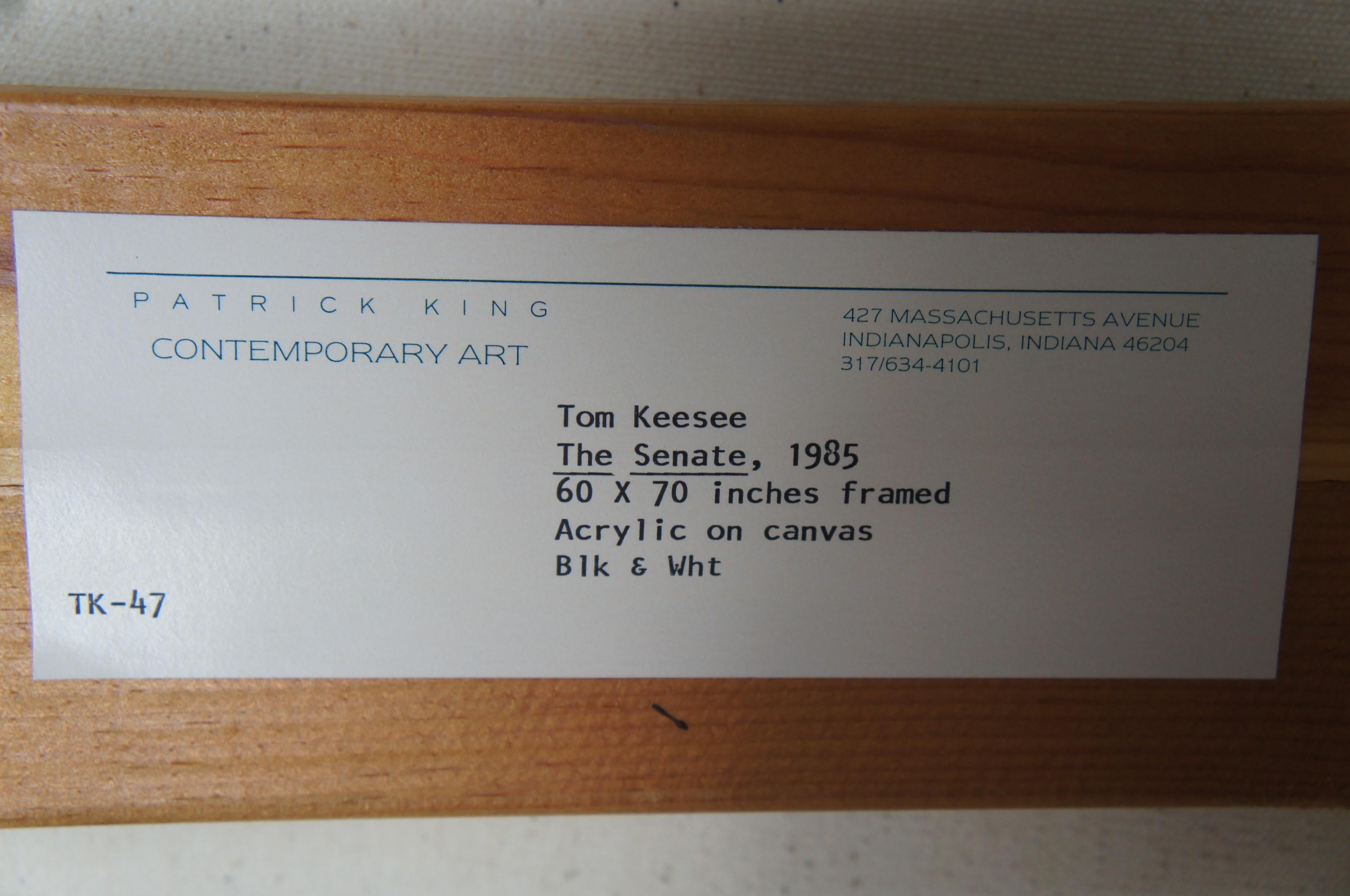 Der Senat von Tom Keesee 1985 Schwarzweißes expressionistisches Acrylgemälde im Angebot 5