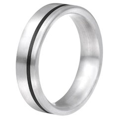 The Senna: Flat Titanium with Carbon Fiber Inlay 6mm Comfort Fit Wedding Band