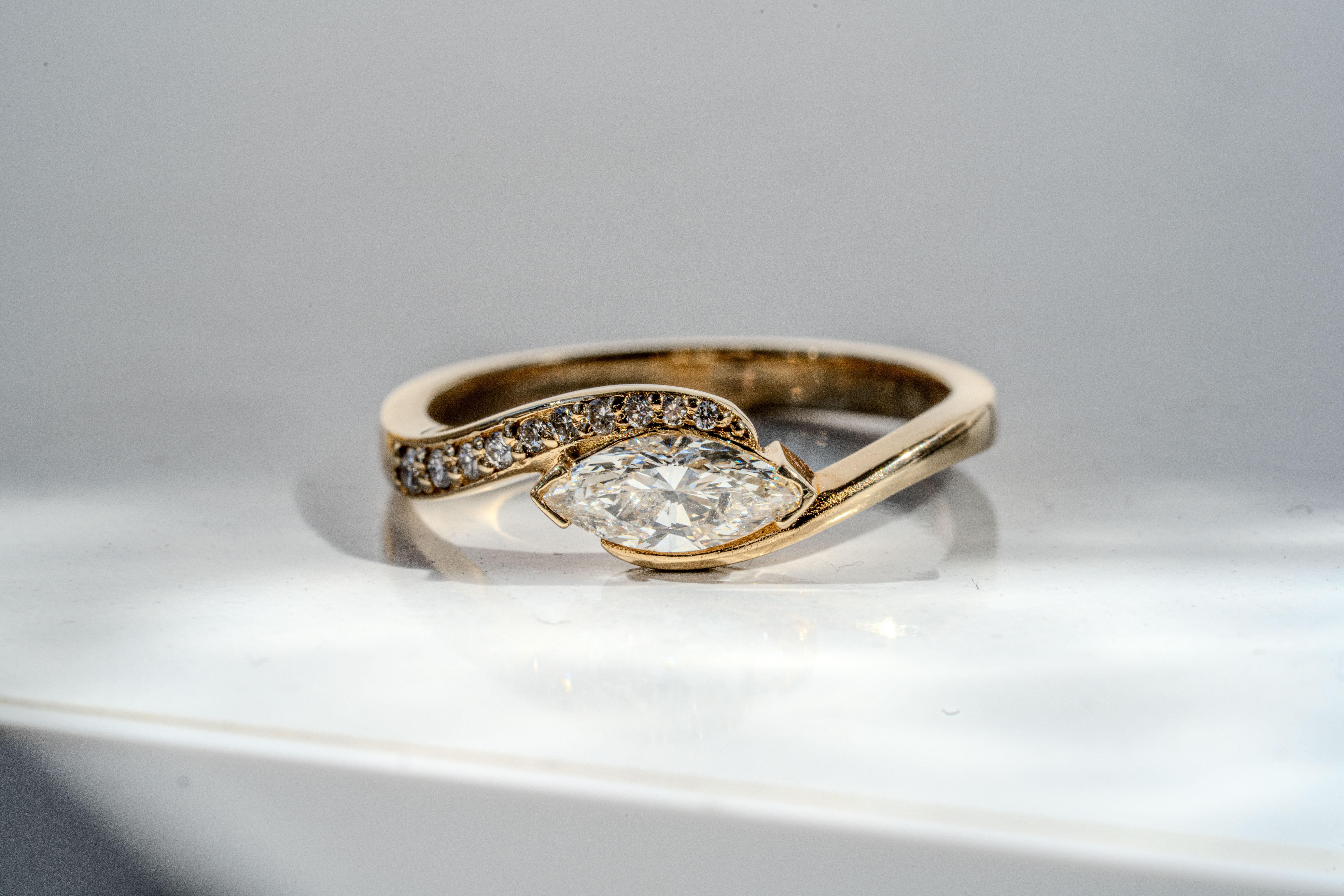 For Sale:  The Serenity Marquise Diamond Engagement Ring 3