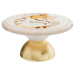 The Serenity Play Table – Handcrafted Marquetry Table with Gold Leaf Finish