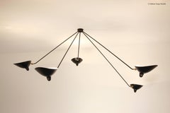 Serge Mouille Pendant Ceiling Spider Lamp with Five Fixed Arms