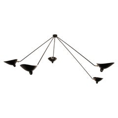 Serge Mouille Pendant Ceiling Spider Lamp with Five Fixed Arms