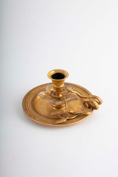 The Serpent's Candle: Neoclassical Gilt Bronze Candlestick