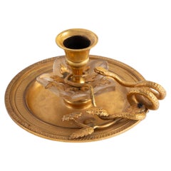 The Serpent's Candle: Neoclassical Gilt Bronze Candlestick