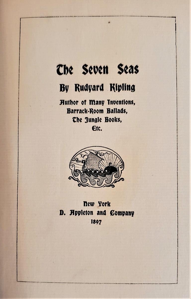 The Seven Seas by Rudyard Kipling First Edition For Sale 1
