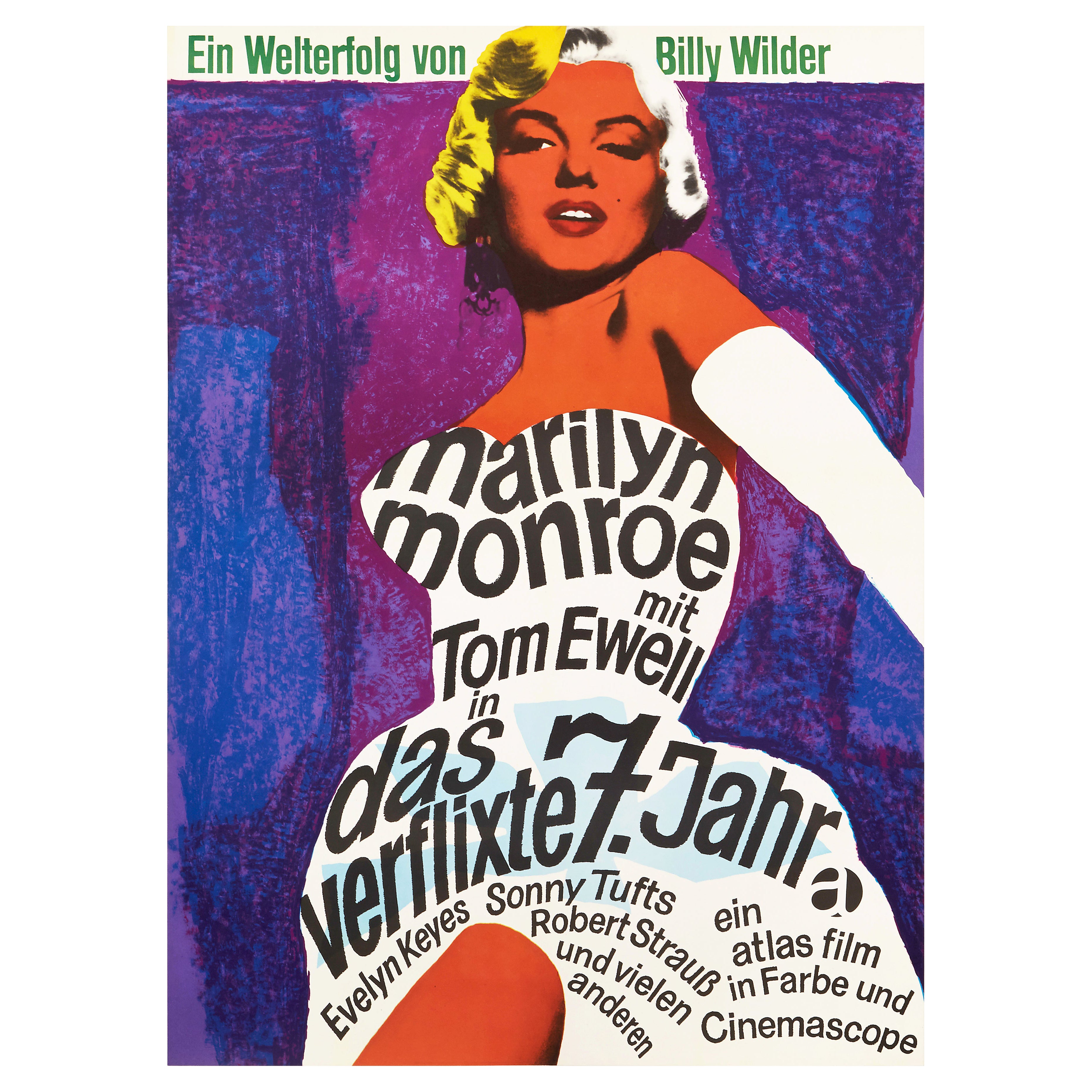 'The Seven Year Itch' Original Vintage Movie Poster, German, 1966