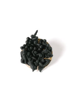 The Shadow Pile Anchored Ring in Black Resin and 24k Gold by AMBOS TOUKO
