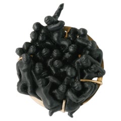 The Shadow Pile Anchored Ring in Black Resin and 24k Gold by AMBOS TOUKO