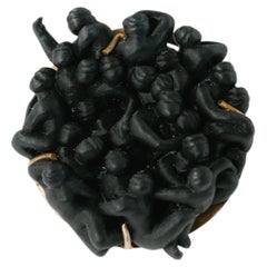 The Shadow Pile Attached Brooch in Black Resin and 24k Gold by AMBOS TOUKO