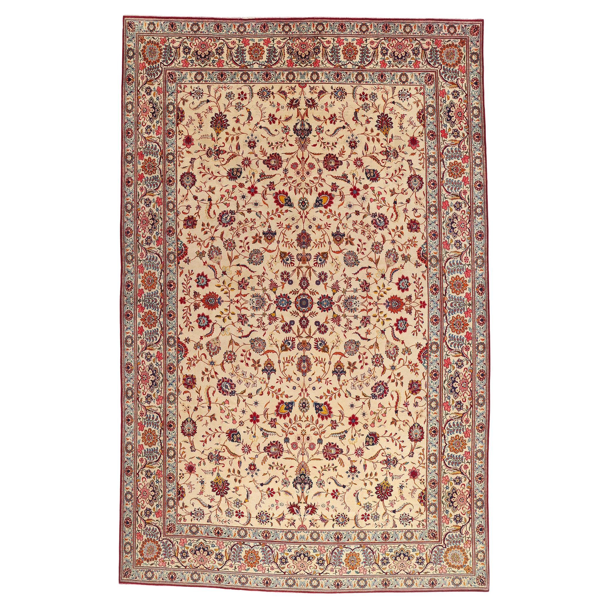 The Shah Abbasi Court: Late 19th Century Persian Kashan Masterpiece of Elegance For Sale