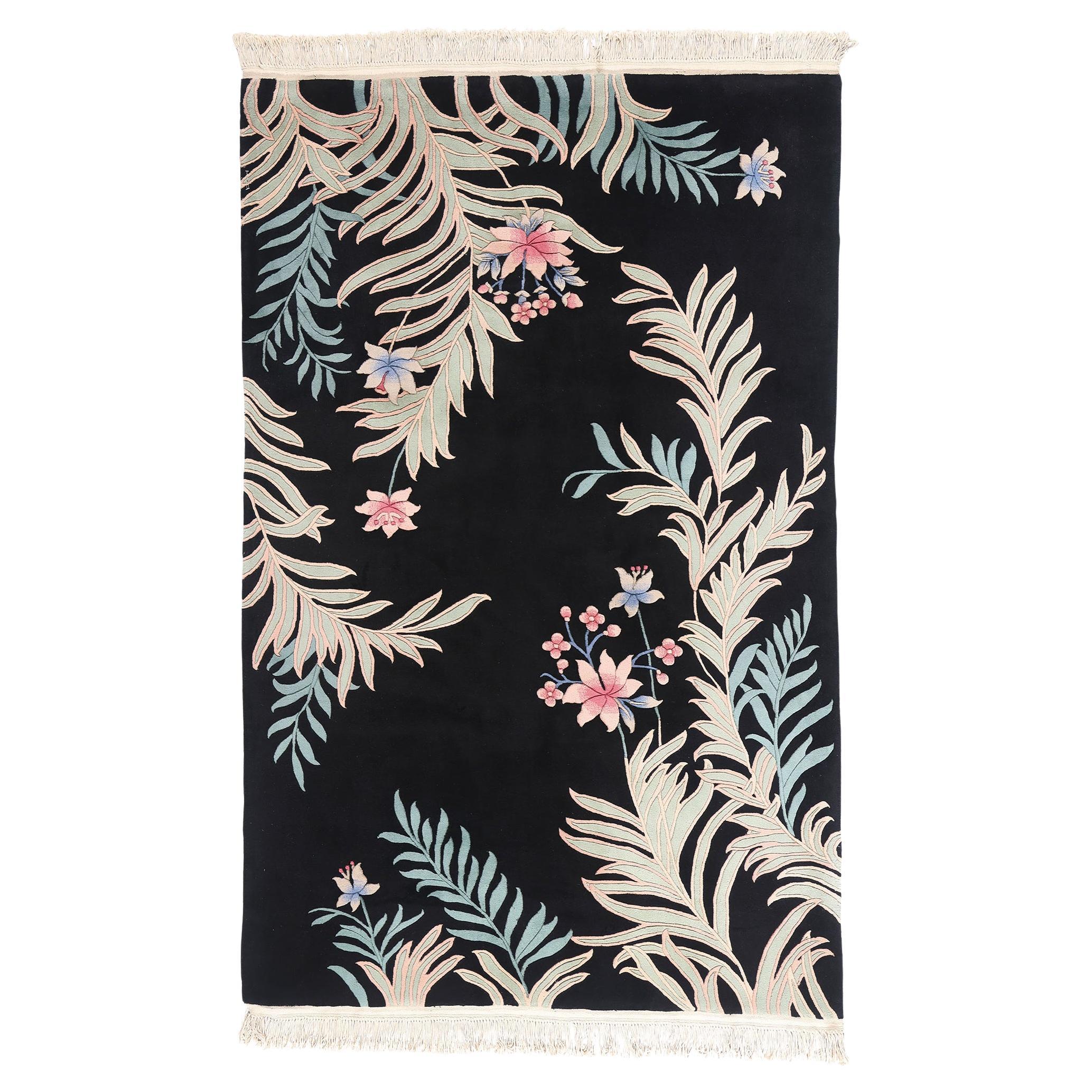 The Shanghai Palm Court: A Nichols-Era Chinese Art Deco Rug of Refined Modernity For Sale