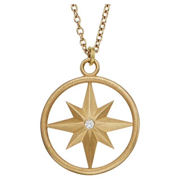 The Shanti Compass Amulet 18K Fairmined Yellow Gold & Diamond For Sale