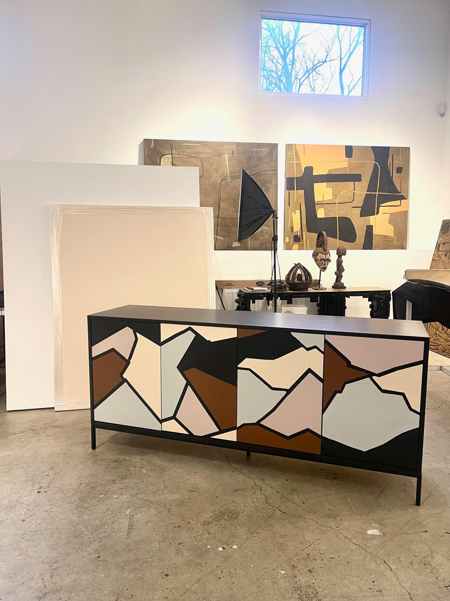 Contemporary The Shard Cabinet by Morgan Clayhall, Abstract Hand-Painted Resin Doors For Sale