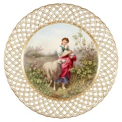 'The Shepherd's Daughter' Painted Derby Porcelain Plate by James Rouse