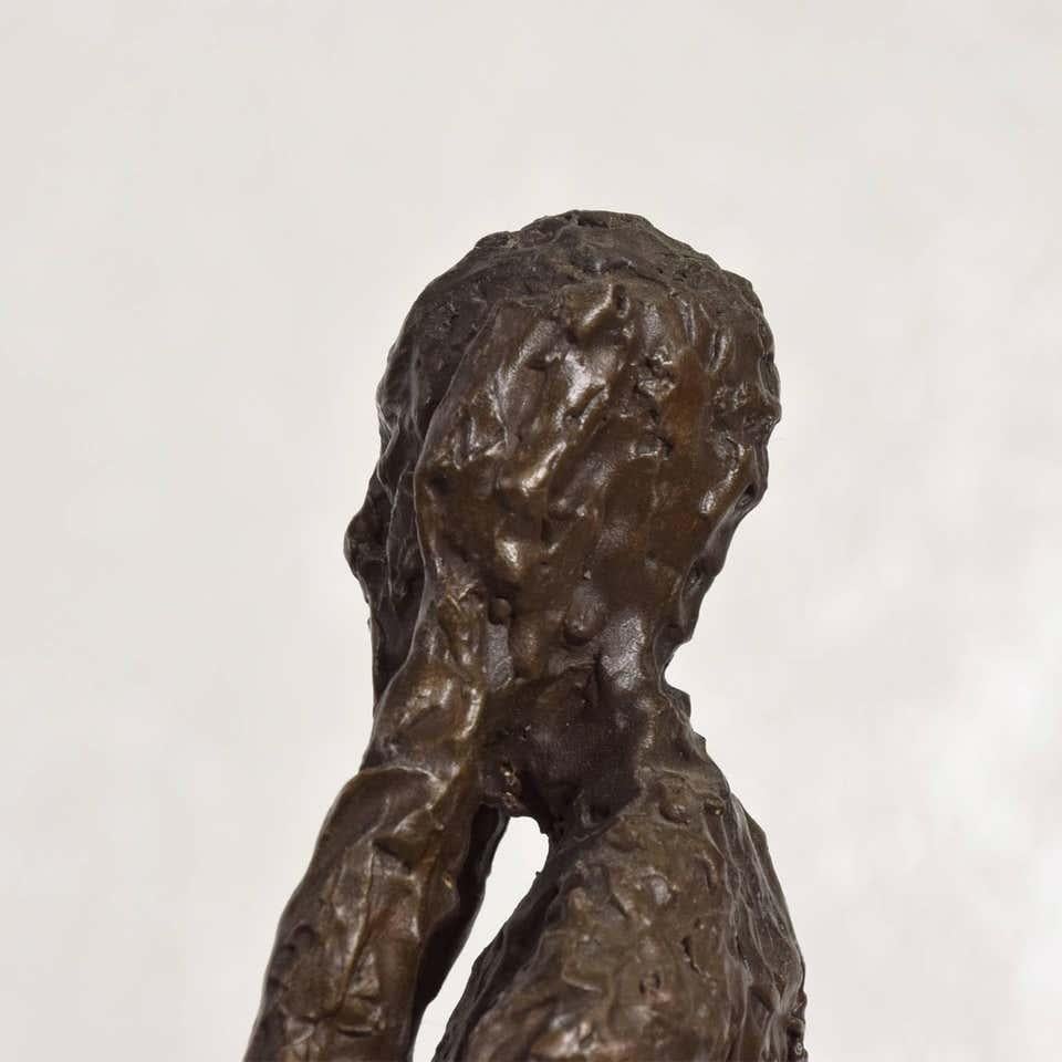 1960s Silent Scream Bronze Table Sculpture Marble Mount Edvard Munch  2