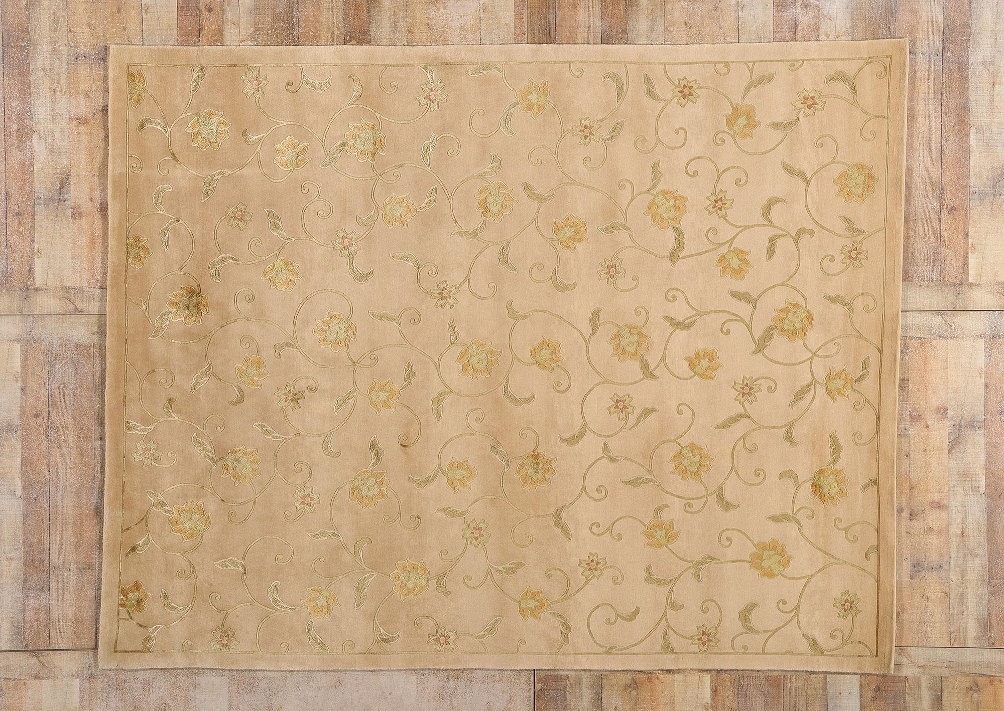 La fleur de l'Himalaya en soie : Un chef-d'œuvre tibétain d'époque à l'élégance tranquille en vente 2