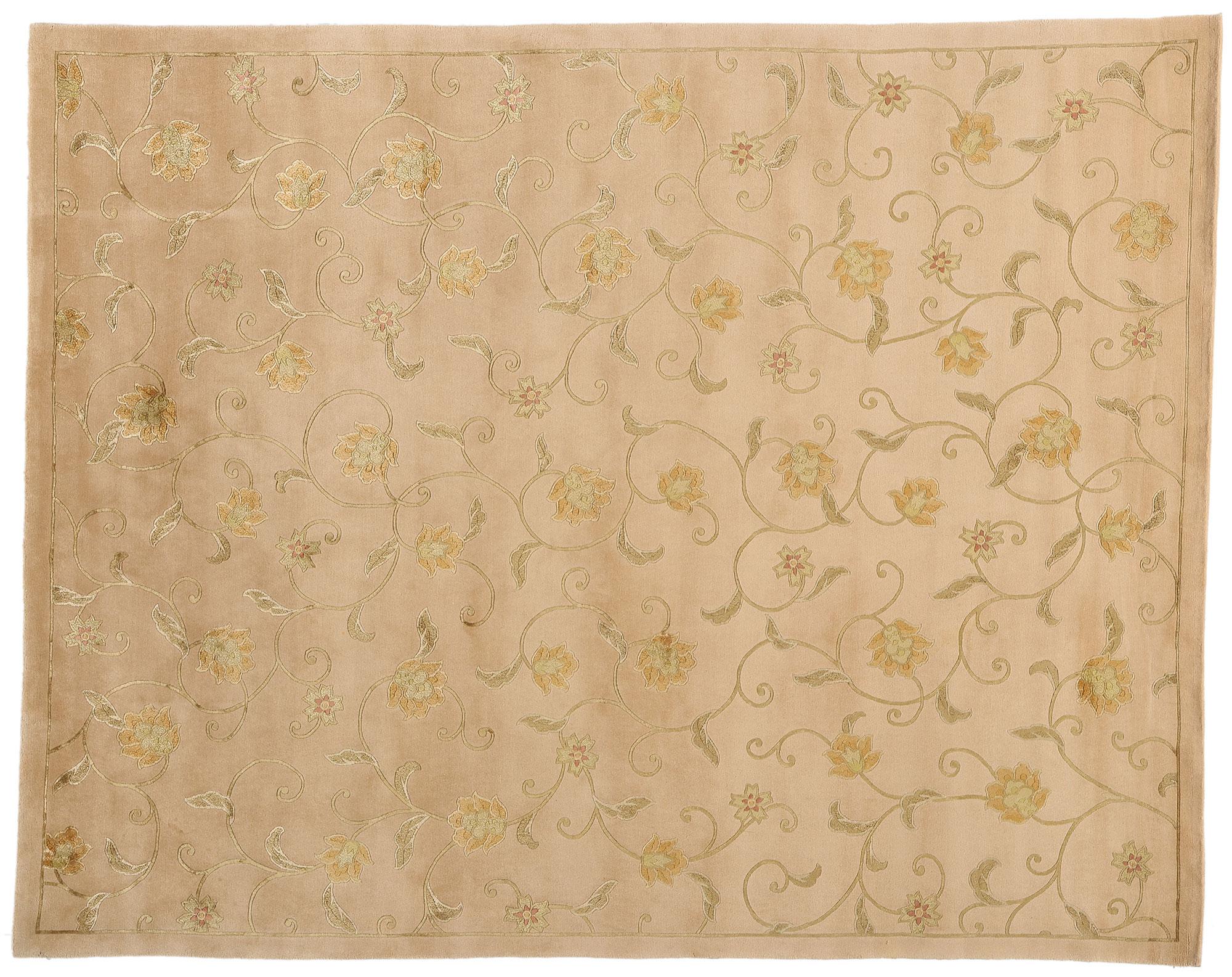 La fleur de l'Himalaya en soie : Un chef-d'œuvre tibétain d'époque à l'élégance tranquille en vente 3