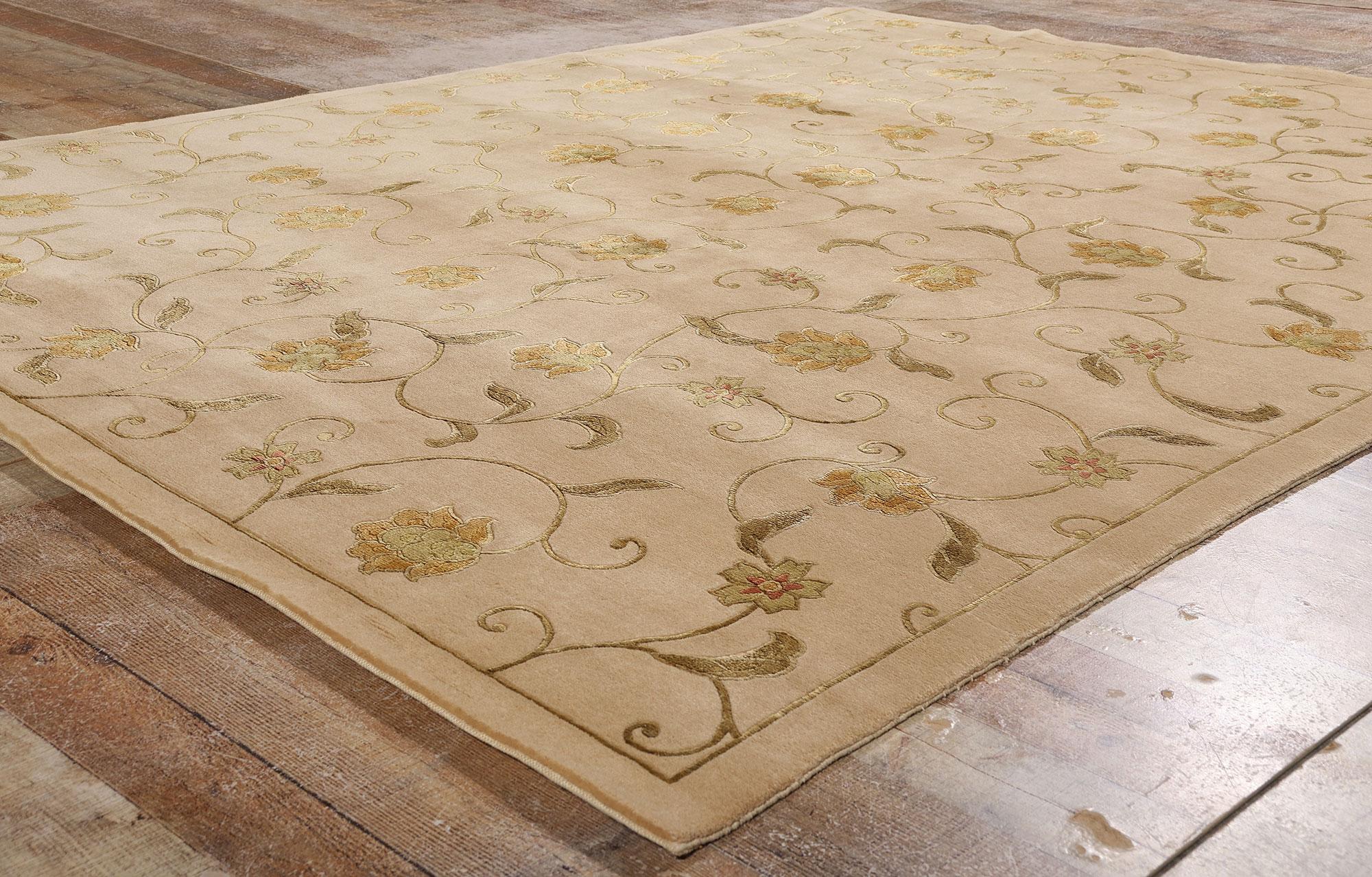 Tibétain La fleur de l'Himalaya en soie : Un chef-d'œuvre tibétain d'époque à l'élégance tranquille en vente