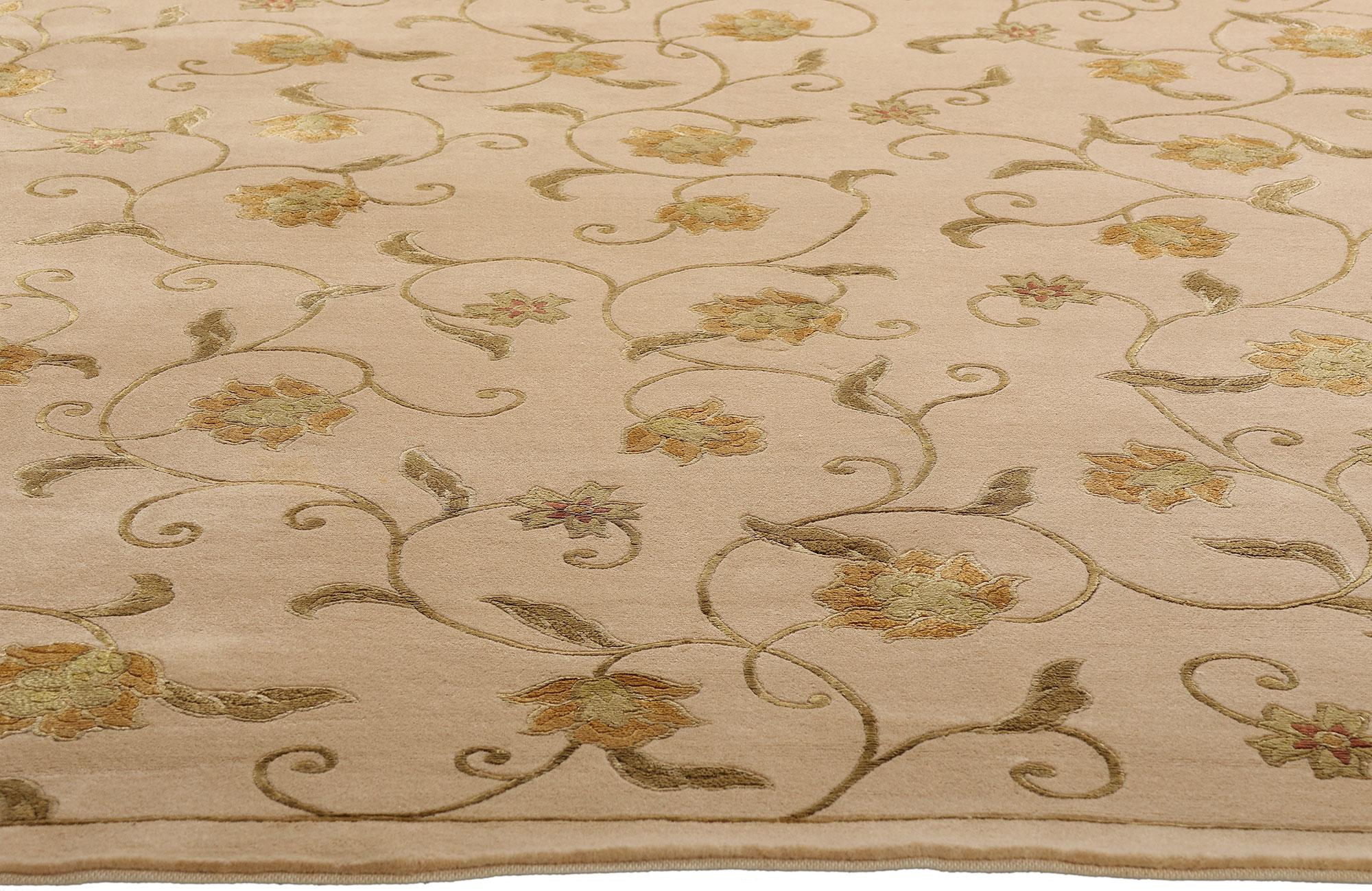 20ième siècle La fleur de l'Himalaya en soie : Un chef-d'œuvre tibétain d'époque à l'élégance tranquille en vente