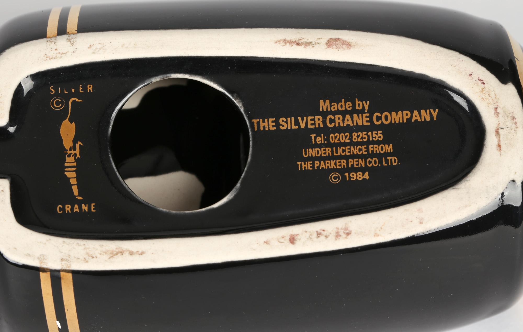 Glazed The Silver Crane Company English Ceramic Parker Pen Pottery Desk Tidy For Sale