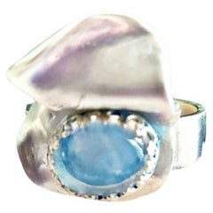 Silver Wave Ring with Either Blue or Green Gemstones