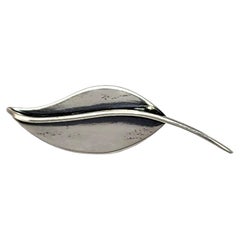 Vintage The Silversmith Ella Cone Sterling Silver Modernist Leaf Pin/Brooch #14191