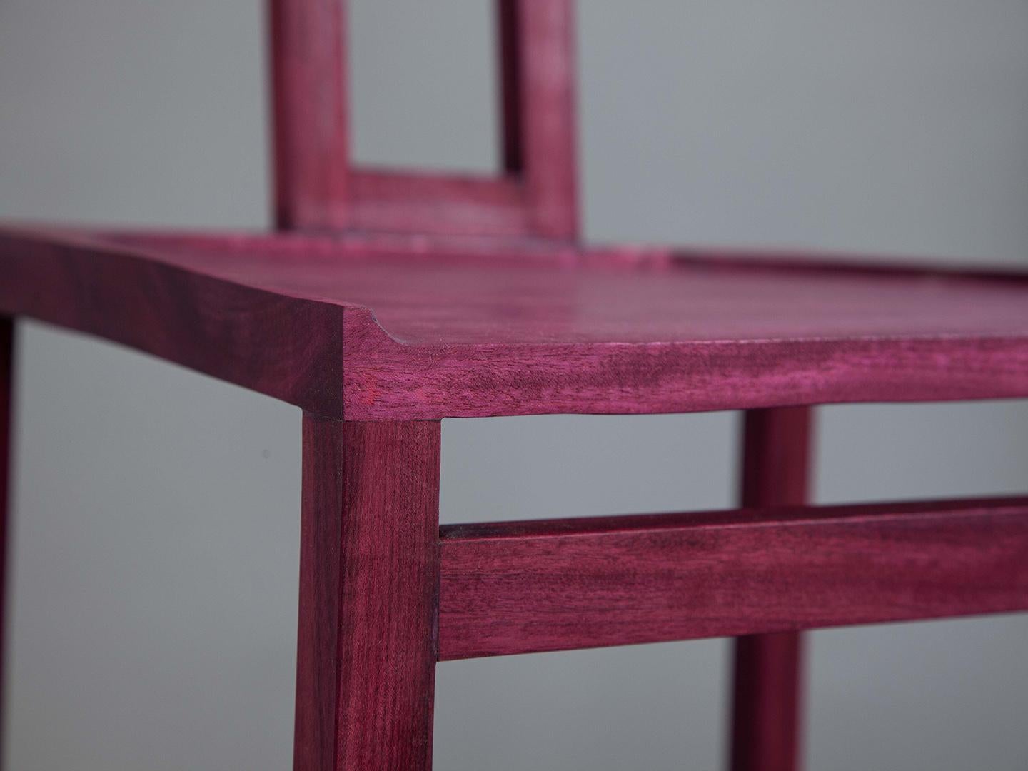 Hand-Crafted The Simple Chair. Solid Purpleheart wood from Brazil  For Sale