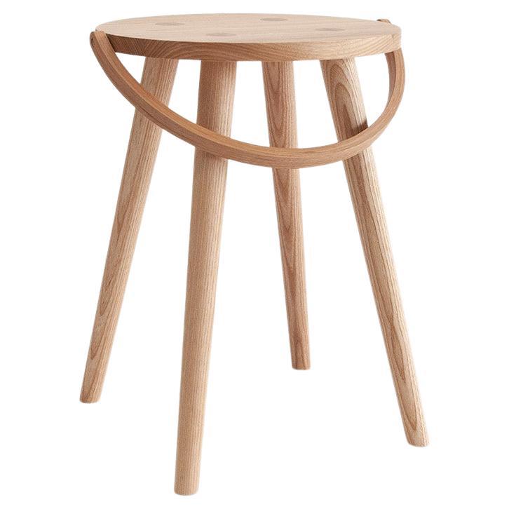 Single Bucket Stool in Solid Ash with Bentwood Handle